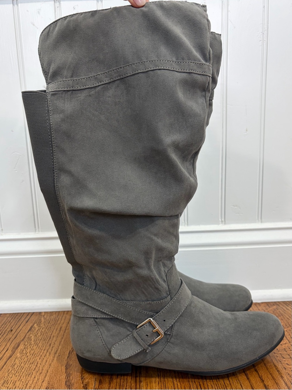 Gray Faux Suede Boots (10)